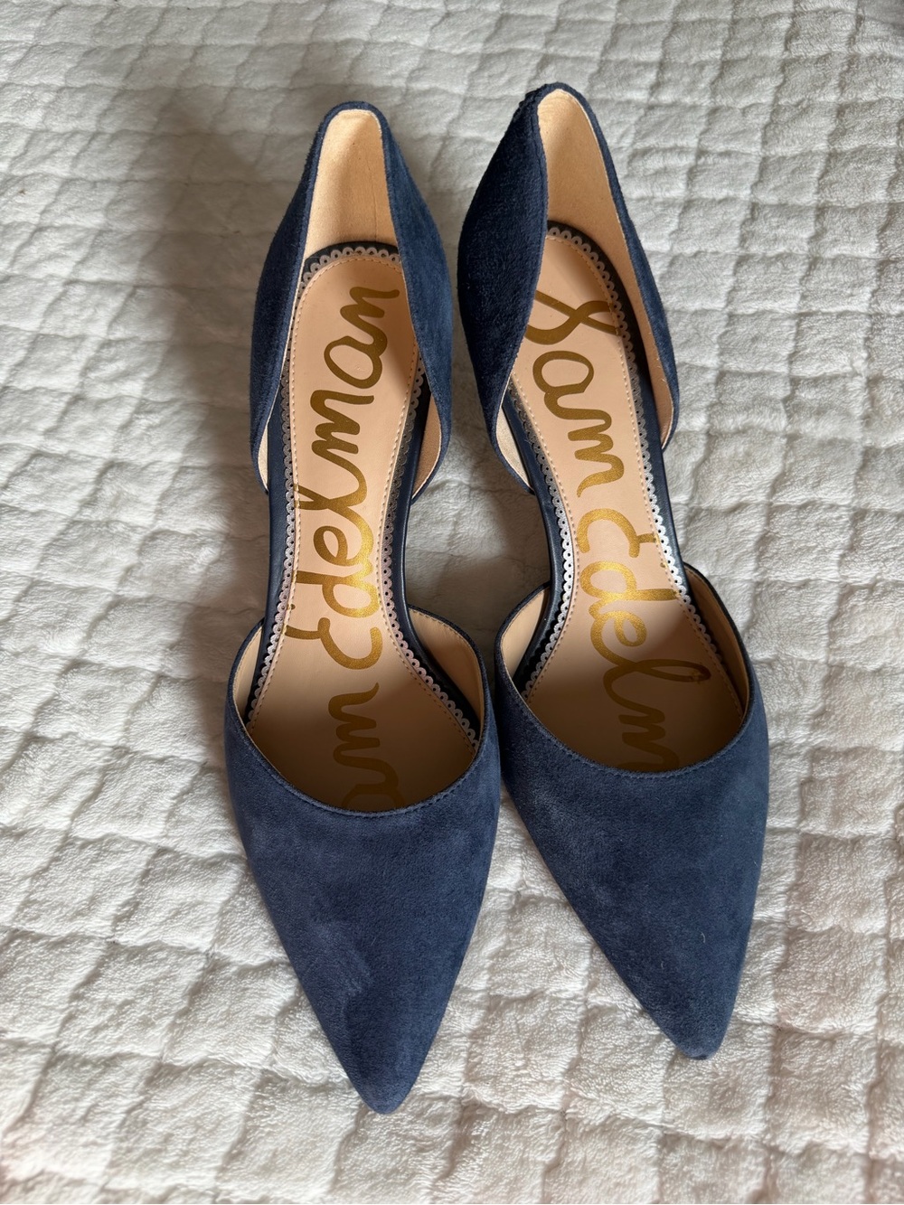 Sam Edelman Navy Suede Pointed D'Orsay Heels
